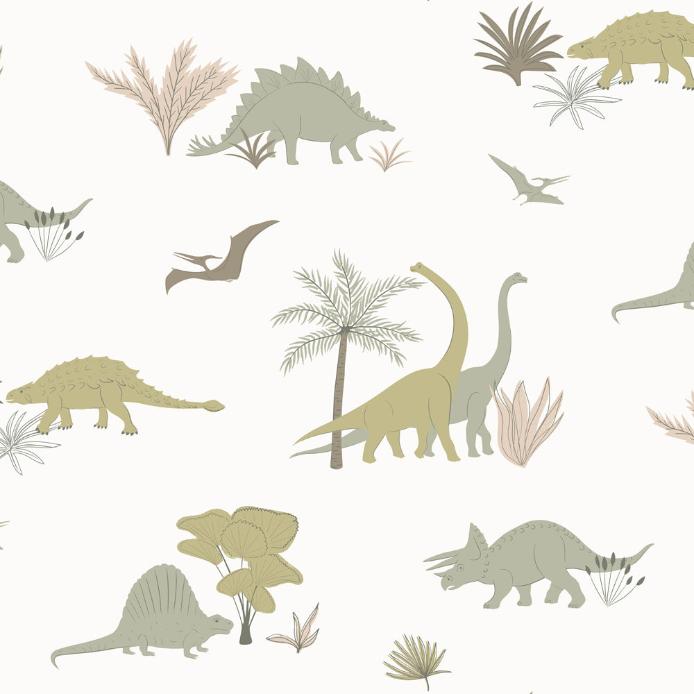 Dinosaur Wall Mural - Realistic Dinosaur Land Wallpaper - StickyThings
