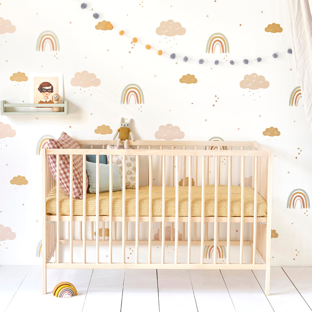 Design Reveal Dreamy Neutral Nursery with Cloud Wallpaper  Little Crown  Interiors